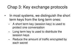 Chap 3: Key exchange protocols