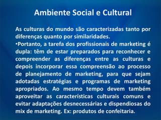 Ambiente Social e Cultural