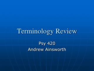 Terminology Review