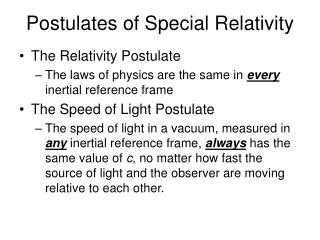 Postulates of Special Relativity