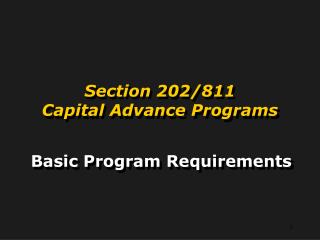 Section 202/811 Capital Advance Programs