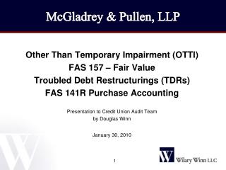 Other Than Temporary Impairment (OTTI) FAS 157 – Fair Value Troubled Debt Restructurings (TDRs)