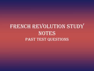 French Revolution Study Notes