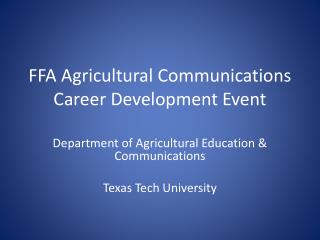 FFA Agricultural Communications Career Development Event