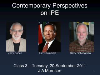 Contemporary Perspectives on IPE