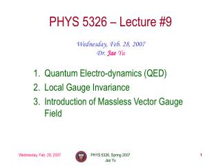 PHYS 5326 – Lecture #9