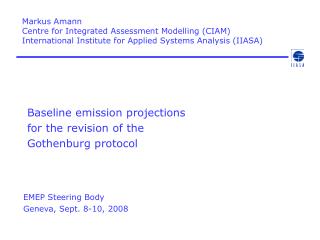 Baseline emission projections for the revision of the Gothenburg protocol