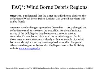 FAQ*: Wind Borne Debris Regions