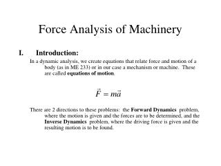 Force Analysis of Machinery