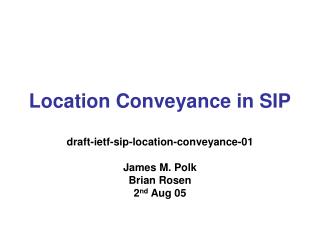 Location Conveyance in SIP