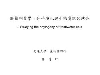 形態測量學，分子演化與生物資訊的結合 -- Studying the phylogeny of freshwater eels