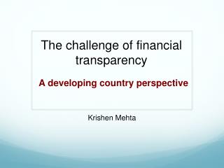 The challenge of financial transparency