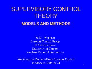 SUPERVISORY CONTROL THEORY