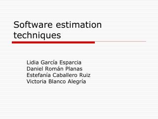 Software estimation techniques