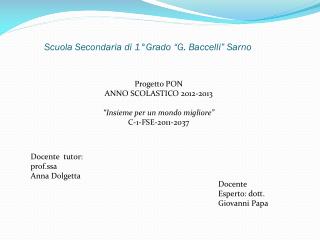 Scuola Secondaria di 1°Grado “G. Baccelli” Sarno