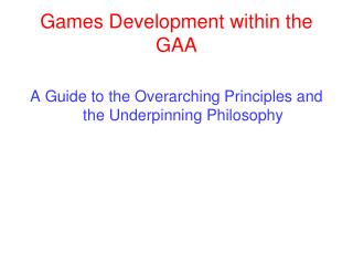 Games Development within the GAA