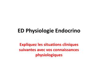 ED Physiologie Endocrino