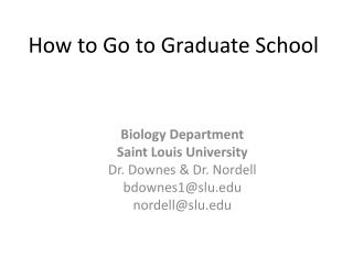 How to Go to Graduate School