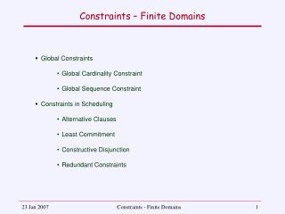 Constraints – Finite Domains