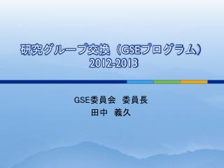 研究グループ交換（ GSE プログラム） 2012-2013