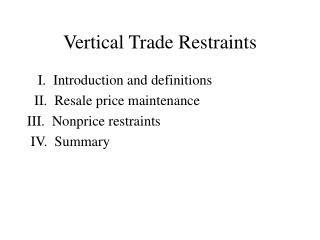 Vertical Trade Restraints