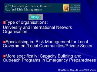 Type of organisations: University and International Network Organisation