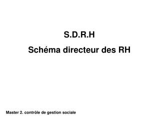 S.D.R.H Schéma directeur des RH