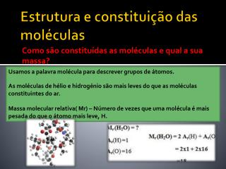 Estrutura e constituição das moléculas