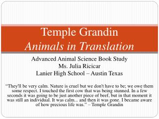 Temple Grandin Animals in Translation