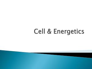 Cell &amp; Energetics