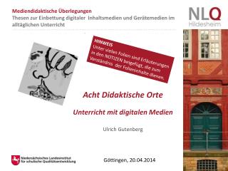 Acht Didaktische Orte Unterricht mit digitalen Medien Ulrich Gutenberg