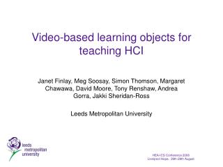 Video-based learning objects for teaching HCI