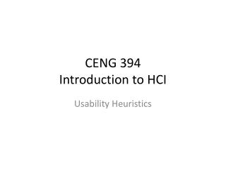 CENG 394 Introduction to HCI