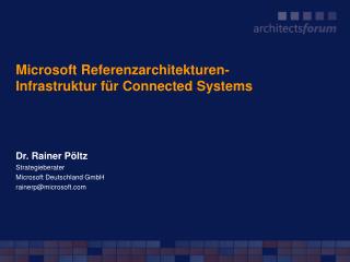 Microsoft Referenzarchitekturen- Infrastruktur für Connected Systems