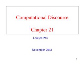 Computational Discourse Chapter 21