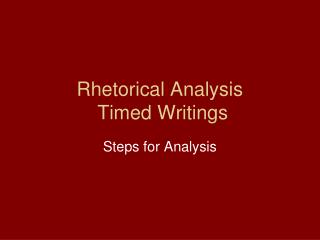 Rhetorical Analysis Timed Writings