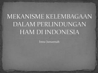 MEKANISME KELEMBAGAAN DALAM PERLINDUNGAN HAM DI INDONESIA