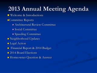 2013 Annual Meeting Agenda