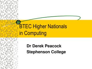 BTEC Higher Nationals in Computing