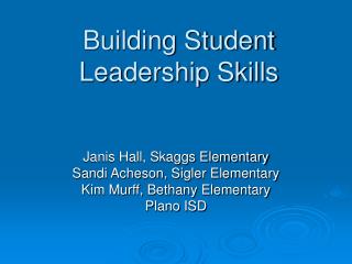 Building Student Leadership Skills
