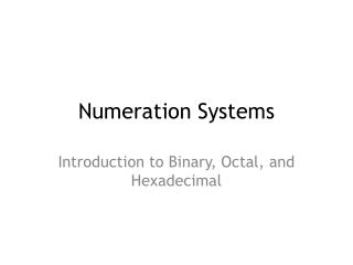 Numeration Systems