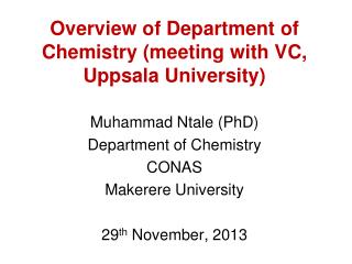 Overview of Department of Chemistry (meeting with VC, Uppsala University)