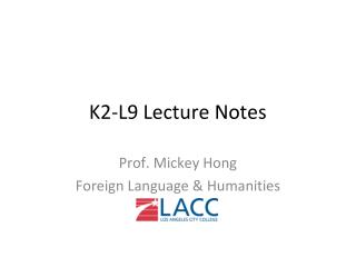 K2-L9 Lecture Notes