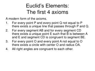 Euclid’s Elements: The first 4 axioms