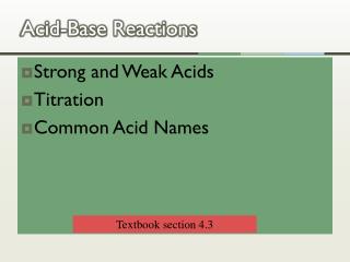 Acid-Base Reactions