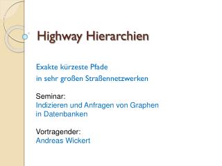Highway Hierarchien