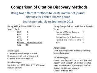 Comparison of Citation Discovery Methods