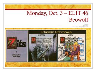 Monday, Oct. 3 – ELIT 46 Beowulf