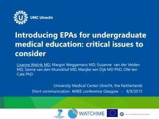Introducing EPAs for undergraduate medical education: critical issues to consider