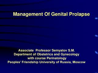 Management Of Genital Prolapse